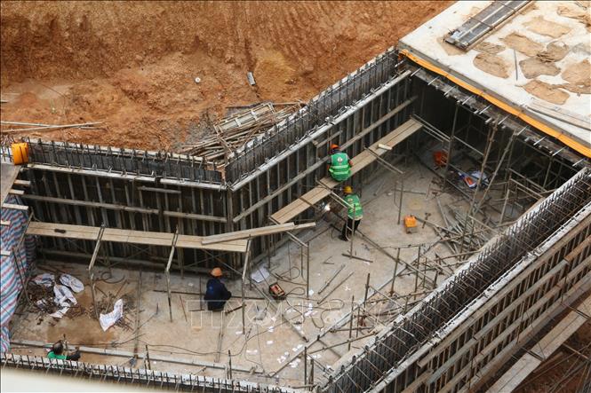 Xây dựng đường ngầm dẫn vào nhà ga hành khách sân bay Long Thành. Ảnh: Công Phong - TTXVN