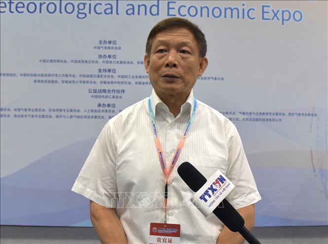 Ông Hứa Tiểu Phong, Chủ tịch Hiệp hội Dịch vụ khí tượng Trung Quốc. Ảnh: Quang Hưng - PV TTXVN tại Trung Quốc.