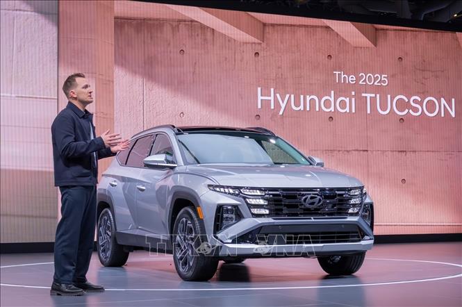 (Tư liệu) Ô tô của hãng Hyundai được giới thiệu tại Triển lãm Ô tô Quốc tế New York, Mỹ. Ảnh: Yonhap/TTXVN