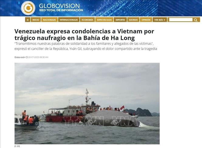 Nội dung chia buồn được đăng tải trên cổng thông tin điện tử của Globalvisión - một trong những kênh truyền hình lớn nhất tại Venezuela. Ảnh: Chụp màn hình