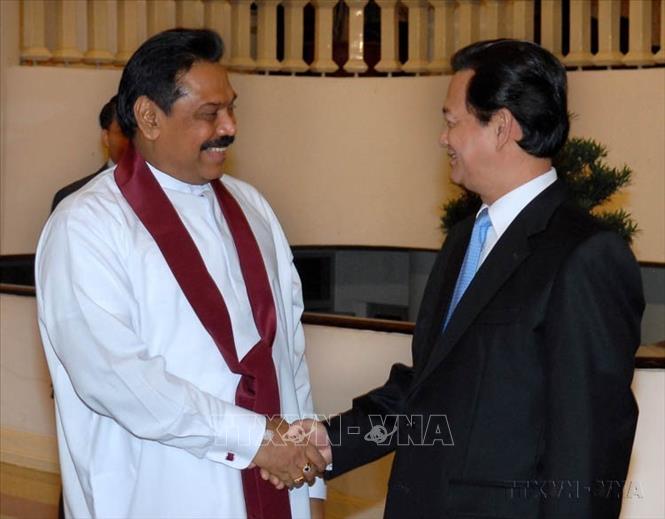Thủ tướng Nguyễn Tấn Dũng tiếp Tổng thống Sri Lanka Mahinda Rajapaksa trong chuyến thăm chính thức Việt Nam (Hà Nội, 22/10/2009). Ảnh: Nhan Sáng - TTXVN