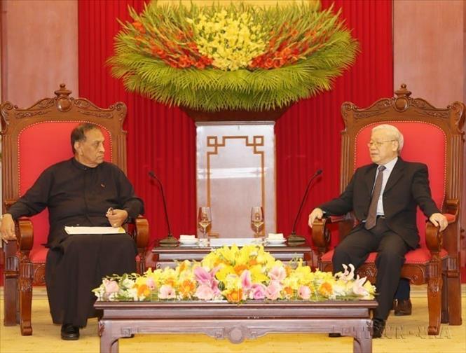 Tổng Bí thư Nguyễn Phú Trọng tiếp Chủ tịch Quốc hội Sri Lanka Karu Jayasuriya thăm chính thức Việt Nam (2018). Ảnh: Trí Dũng – TTXVN