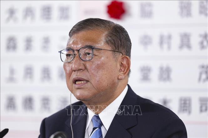 Thủ tướng Nhật Bản Shigeru Ishiba trả lời phỏng vấn báo chí tại Tokyo ngày 20/7/2025. Ảnh: Kyodo/TTXVN