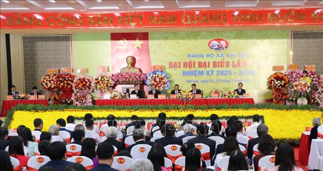 Quang cảnh Đại hội đại biểu xã Đại Lộc (thành phố Đà Nẵng) lần thứ nhất, nhiệm kỳ 2025-2030. Ảnh: Khoa Chương - TTXVN
