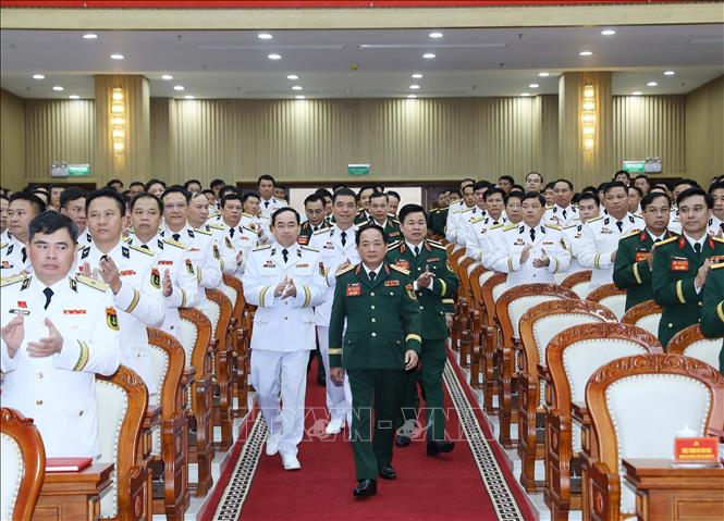  Đại tướng Trịnh Văn Quyết, Bí thư Trung ương Đảng, Ủy viên Thường vụ Quân ủy Trung ương, Chủ nhiệm Tổng cục Chính trị QĐND Việt Nam đến dự và chỉ đạo Đại hội. Ảnh: Trọng Đức - TTXVN