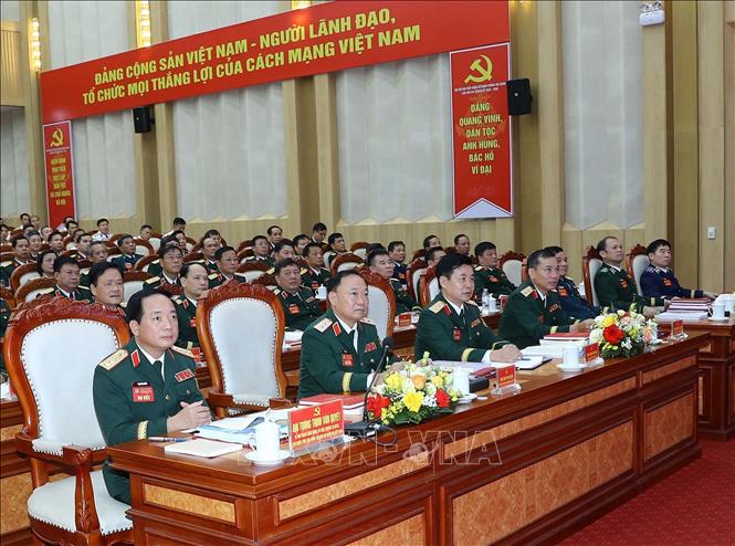 Đại tướng Trịnh Văn Quyết, Bí thư Trung ương Đảng, Ủy viên Thường vụ Quân ủy Trung ương, Chủ nhiệm Tổng cục Chính trị QĐND Việt Nam đến dự và chỉ đạo Đại hội. Ảnh: Trọng Đức - TTXVN