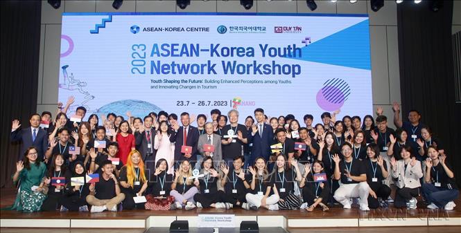 Sinh viên đến từ 11 quốc gia dự Hội thảo Mạng lưới thanh niên ASEAN - Hàn Quốc năm 2023, diễn ra tại Đà Nẵng (23/7/2023). Ảnh: Quốc Dũng – TTXVN