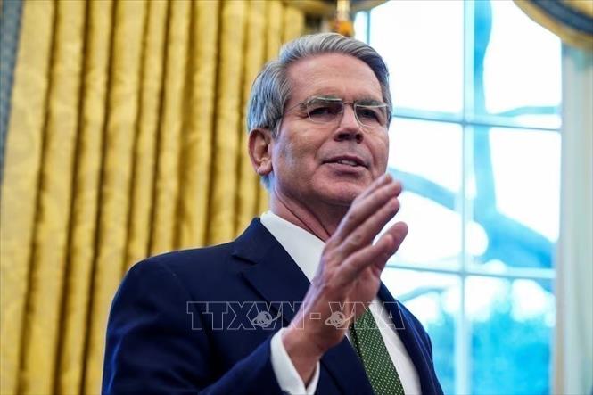 Bộ trưởng Tài chính Mỹ Scott Bessent phát biểu tại Nhà Trắng. Ảnh: REUTERS/TTXVN