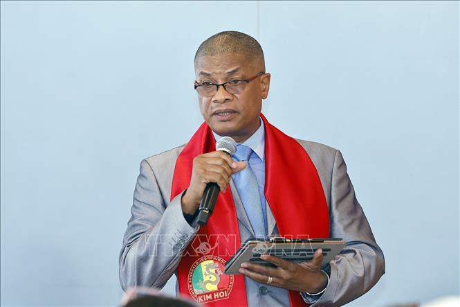 Đại diện Kim Hội (Hội người Việt, gốc Việt tại Senegal) phát biểu. Ảnh: Doãn Tấn – TTXVN