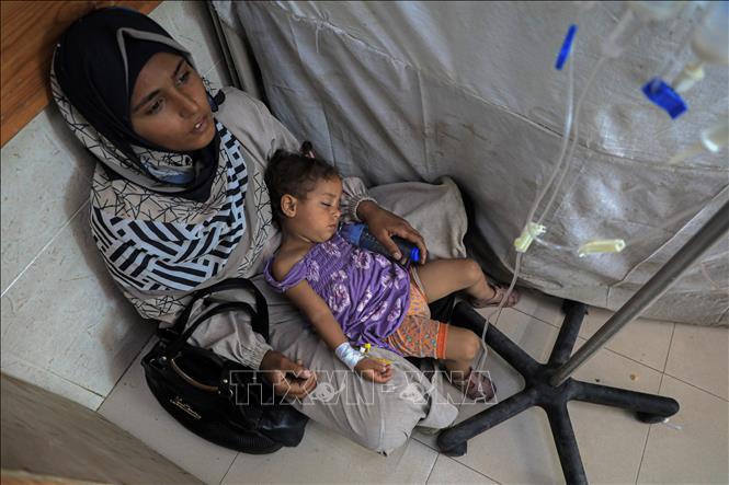 Trẻ em suy dinh dưỡng được điều trị tại bệnh viện ở Gaza. Ảnh: THX/TTXVN
