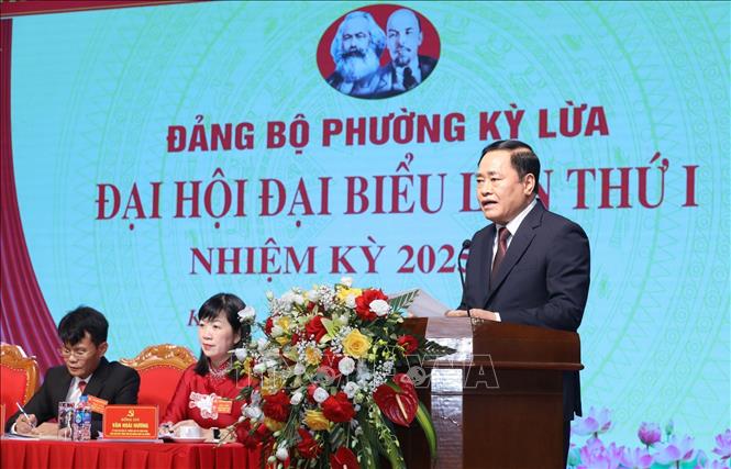 Phó Bí thư Tỉnh ủy, Chủ tịch UBND tỉnh Lạng Sơn Hồ Tiến Thiệu phát biểu chỉ đạo Đại hội. Ảnh: Anh Tuấn - TTXVN