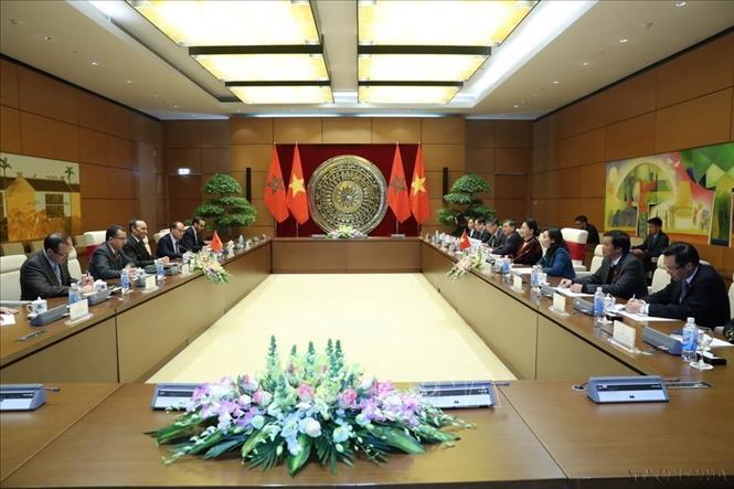 Chủ tịch Quốc hội Nguyễn Thị Kim Ngân và Chủ tịch Hạ viện Maroc Habib El Malki hội đàm (18/12/2017). Ảnh: Trọng Đức – TTXVN