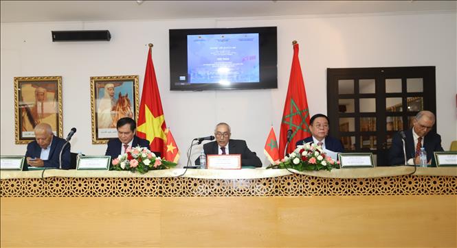 Hội thảo “Chủ tịch Hồ Chí Minh và phong trào giải phóng dân tộc tại châu Phi, quan hệ Việt Nam-Maroc” được tổ chức tại thủ đô Rabat ngày 31/5/2024. Hội thảo do Ban Tuyên giáo Trung ương, Đại sứ quán Việt Nam tại Maroc và Cơ quan Cao ủy Cựu kháng chiến và Cựu thành viên Quân đội Giải phóng Maroc đồng tổ chức trong chuyến thăm và làm việc tại Maroc của đoàn đại biểu Đảng Cộng sản Việt Nam do đồng chí Nguyễn Trọng Nghĩa, Ủy viên Bộ Chính trị, Bí thư Trung ương Đảng, Trưởng ban Tuyên giáo Trung ương làm trưởng đoàn. Ảnh: Hồng Minh - TTXVN 