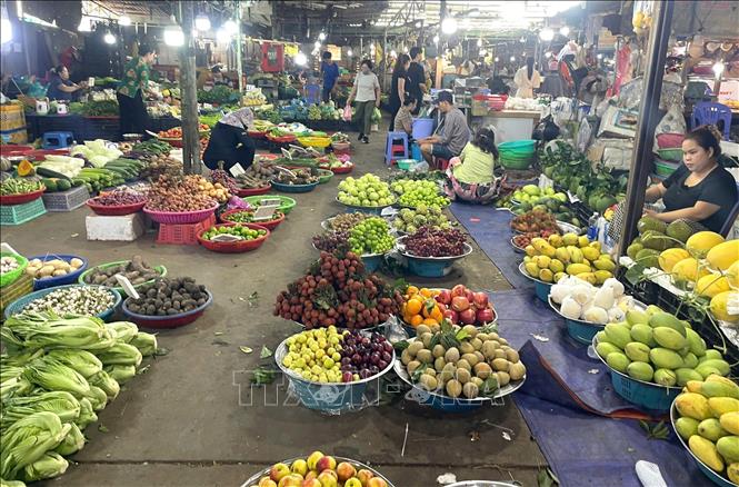 Người mua thưa vắng tại chợ truyền thống trên địa bàn phường Tân Mỹ, TP. Hồ Chí Minh. Ảnh: Hương Giang - TTXVN