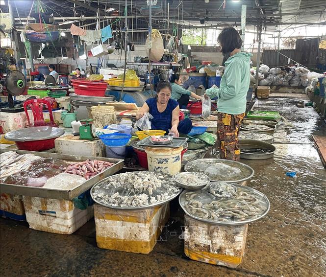 Sức mua tại các chợ truyền thống giảm đáng kể trong bối cảnh người tiêu dùng thắt lưng buộc bụng. Ảnh: Hương Giang - TTXVN
