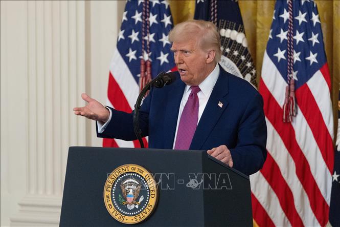 Tổng thống Mỹ Donald Trump phát biểu tại Nhà Trắng, Washington, D.C. Ảnh: THX/TTXVN