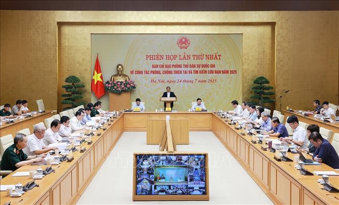 Phiên họp lần thứ nhất của Ban Chỉ đạo Phòng thủ dân sự quốc gia. Ảnh: Dương Giang-TTXVN
