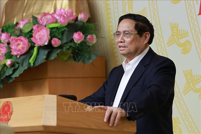 Thủ tướng Phạm Minh Chính chủ trì Phiên họp lần thứ nhất của Ban Chỉ đạo Phòng thủ dân sự quốc gia. Ảnh: Dương Giang-TTXVN
