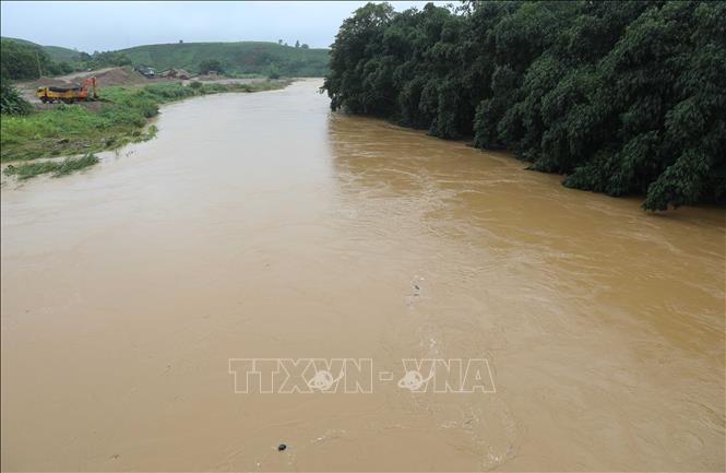 Nước sông Bứa tại xã Minh Đài lúc 3 giờ chiều 24/7/2025 đạt mức gần 23m, thấp hơn báo động 1 là 35cm. Ảnh: Tạ Toàn – TTXVN