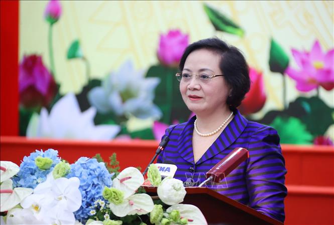 Bộ trưởng Bộ Nội vụ Phạm Thị Thanh Trà phát biểu khai mạc. Ảnh: Văn Điệp - TTXVN 