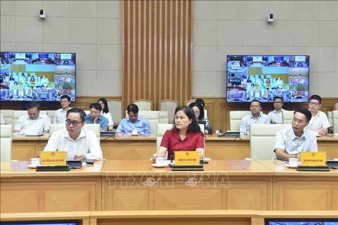 Các đại biểu tham dự cuộc họp về Triển lãm thành tựu đất nước nhân dịp 80 năm Ngày Quốc khánh. Ảnh: Diệp Trương - TTXVN