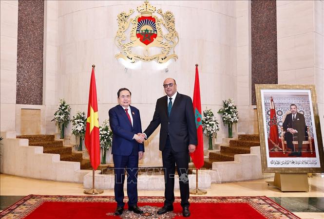 Chủ tịch Quốc hội Trần Thanh Mẫn hội kiến Chủ tịch Thượng viện Maroc Mohamed Ould Errachid. Ảnh: Doãn Tấn - TTXVN