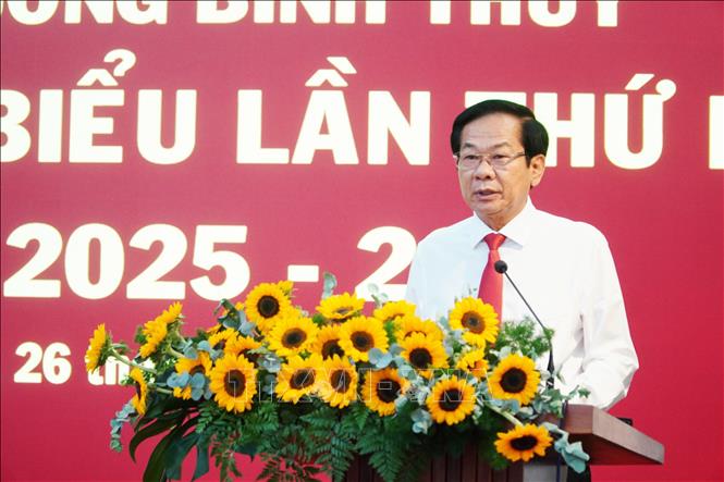 Bí thư Thành ủy Cần Thơ Đỗ Thanh Bình phát biểu chỉ đạo tại đại hội. Ảnh: Thu Hiền - TTXVN                    