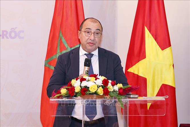 Chủ tịch danh dự Hội những người con Maroc - Việt Nam Farid Znined phát biểu. Ảnh: Doãn Tấn – TTXVN