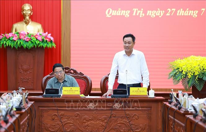 Bí thư Tỉnh uỷ Quảng Trị Lê Ngọc Quang phát biểu. Ảnh: Dương Giang-TTXVN
