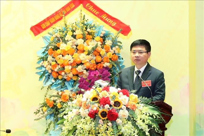 Đồng chí Trương Quốc Huy, Bí thư Tỉnh ủy Ninh Bình phát biểu tại Đại hội. Ảnh: Đức Phương - TTXVN