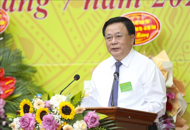 Giám đốc Học viện Chính trị Quốc gia Hồ Chí Minh Nguyễn Xuân Thắng phát biểu chỉ đạo tại Đại hội. Ảnh: Xuân Tư - TTXVN