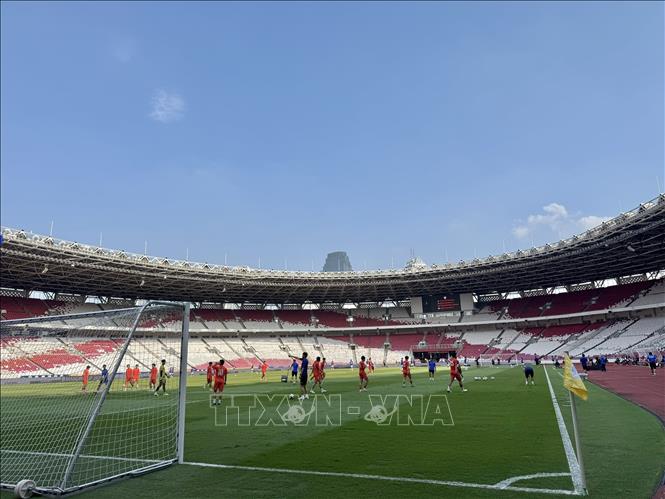 Sân vân động Gelora Bung Karno (thủ đô Jakarta, Indonesia), nơi sẽ diễn ra trận chung kết Cúp U23 Đông Nam Á 2025 vào tối 29/7. Ảnh: Đỗ Quyên – PV TTXVN tại Indonesia