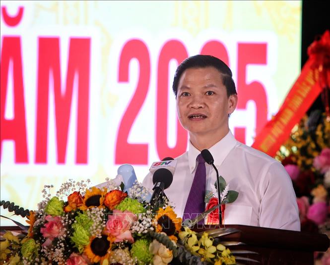 Chủ tịch UBND tỉnh Bắc Ninh Vương Quốc Tuấn phát biểu. Ảnh: Danh Lam -TTXVN