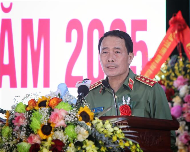 Thượng tướng Lê Quốc Hùng, Ủy viên Ban Chấp hành Trung ương Đảng, Thứ trưởng Bộ Công an phát biểu. Ảnh: Danh Lam -TTXVN