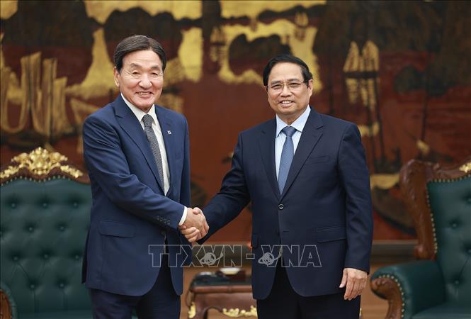 Thủ tướng Phạm Minh Chính tiếp ông Park Chang Dal, Đặc phái viên của Tổng thống Hàn Quốc. Ảnh: Dương Giang-TTXVN 