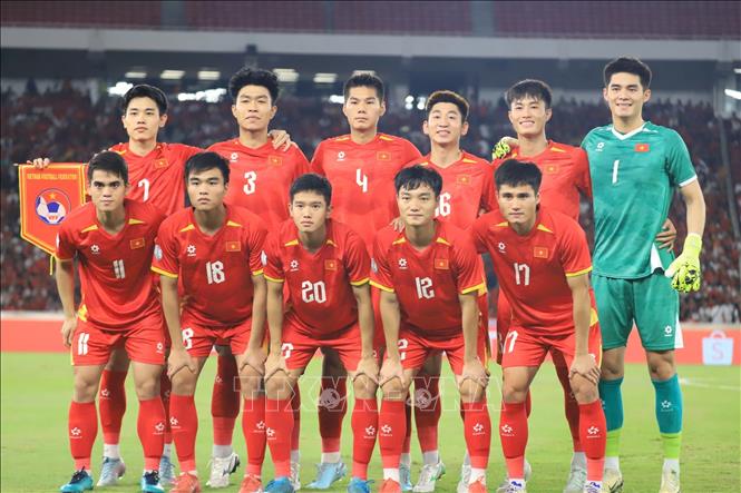 Đội hình ra sân của U23 Việt Nam. Ảnh: Đỗ Quyên-PV TTXVN tại Indonesia