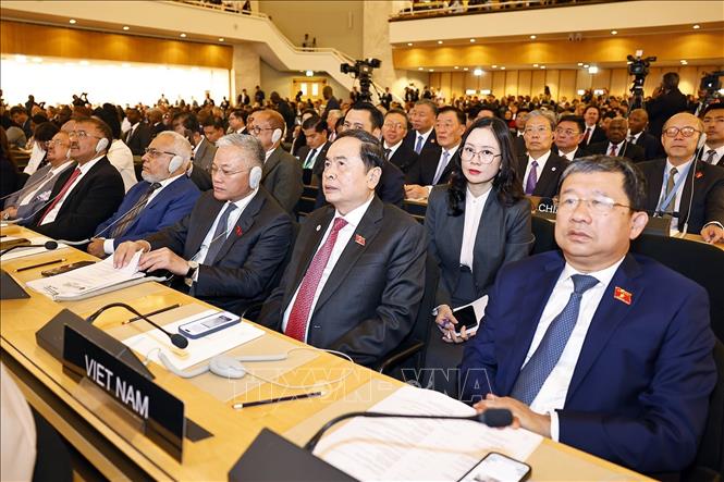Chủ tịch Quốc hội Trần Thanh Mẫn dự Lễ khai mạc Hội nghị các Chủ tịch Quốc hội Thế giới lần thứ 6. Ảnh: Doãn Tấn – TTXVN