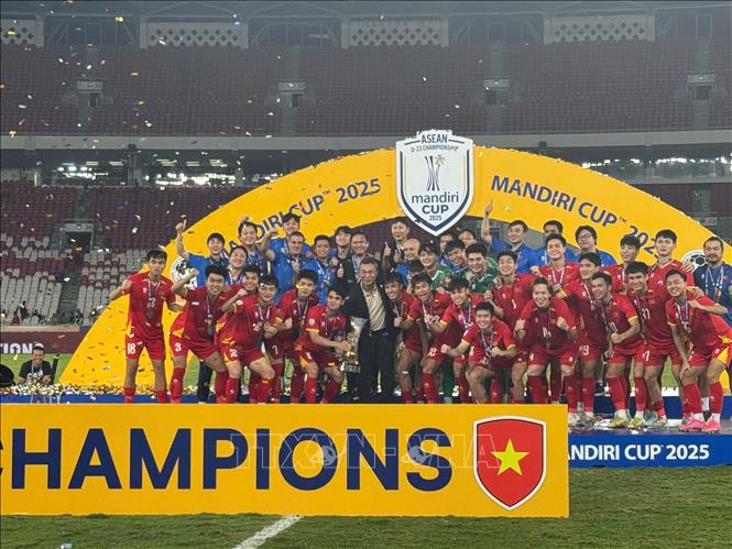 U23 Việt Nam vô địch Đông Nam Á lần thứ 3 liên tiếp. Ảnh: Đỗ Quyên - PV TTXVN tại Indonesia
