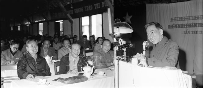 Các phong trào văn hóa - văn nghệ phát triển mạnh; công tác xây dựng Đảng về tư tưởng kịp thời chuyển hướng để bảo đảm yêu cầu lãnh đạo quân dân ta thực hiện tốt những nhiệm vụ cấp bách của miền Bắc: tăng cường hơn nữa công tác giáo dục đảng viên, học tập kết hợp chặt chẽ với phê bình và tự phê bình, phát huy tính tiền phong, gương mẫu. Trong ảnh: Đồng chí Tố Hữu, Bí thư Trung ương Đảng, Trưởng Ban Tuyên giáo Trung ương nói chuyện tại Hội nghị giáo dục miền núi toàn miền Bắc lần thứ 4, từ 10-15/12/1973, tại Bắc Thái. Ảnh: TTXVN