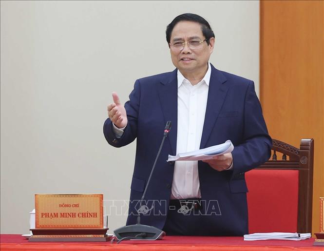 Ủy viên Bộ Chính trị, Thủ tướng Chính phủ Phạm Minh Chính phát biểu. Ảnh: Thống Nhất – TTXVN