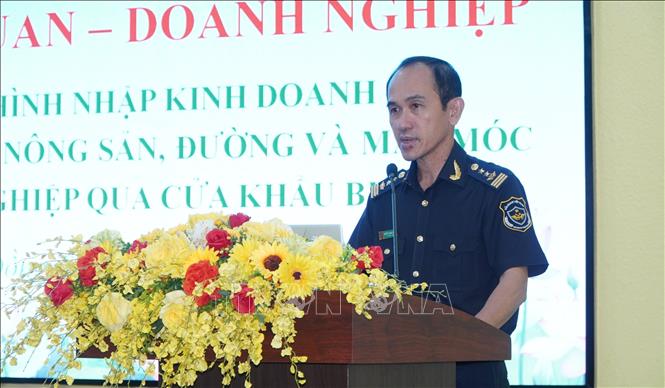 Ông Nguyễn Thanh Sang, Chi Cục trưởng Chi cục Hải quan khu vực XX, phát biểu tại Hội nghị. Ảnh: Nhựt An - TTXVN
