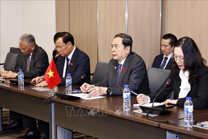 Chủ tịch Quốc hội Trần Thanh Mẫn phát biểu tại cuộc gặp Chủ tịch Thượng viện Đức Anke Rehlinger. Ảnh: Doãn Tấn – TTXVN