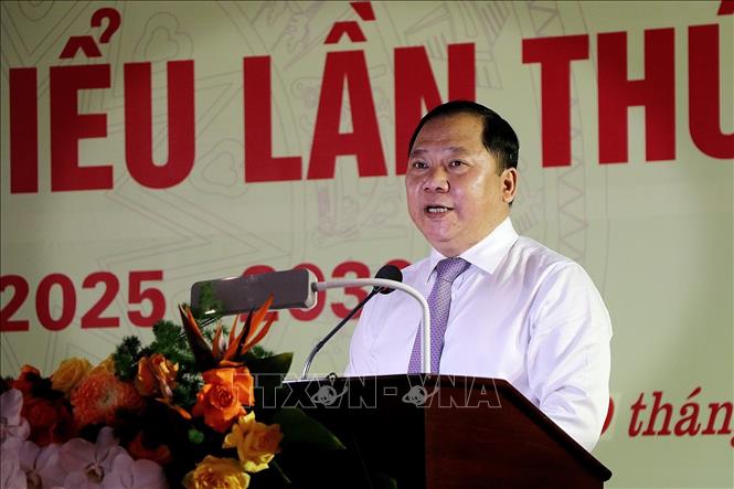 Đồng chí Nguyễn Phi Long, Phó Bí thư Thường trực Tỉnh ủy Phú Thọ phát biểu tại đại hội. Ảnh: Thanh Hải - TTXVN 
