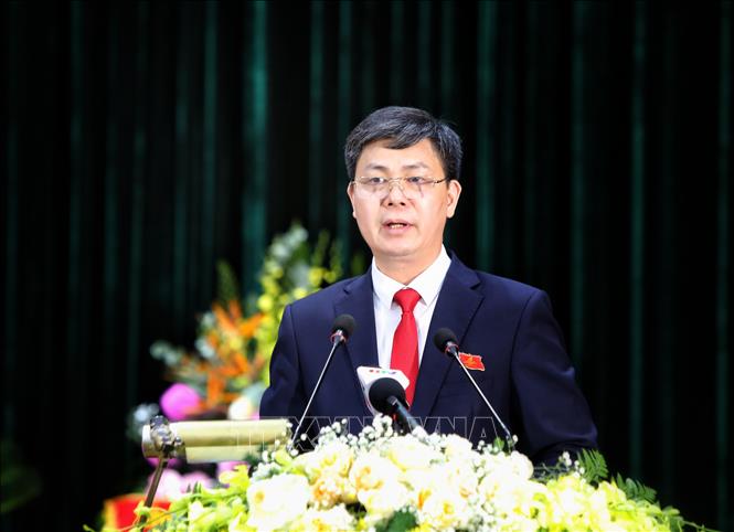 Đồng chí Phạm Thanh Hải, Tỉnh uỷ viên, Bí thư Đảng uỷ phường Quế Võ, phát biểu khai mạc. Ảnh: Danh Lam - TTXVN 