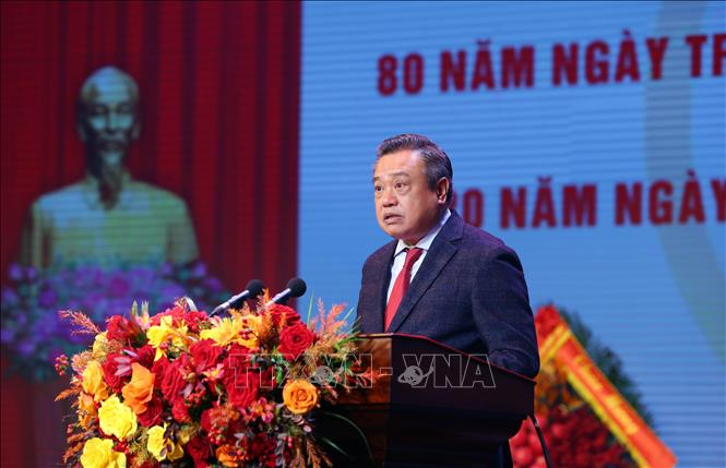 Phó Bí thư Thành uỷ, Chủ tịch UBND thành phố Hà Nội Trần Sỹ Thanh phát biểu. Ảnh: Phạm Kiên - TTXVN