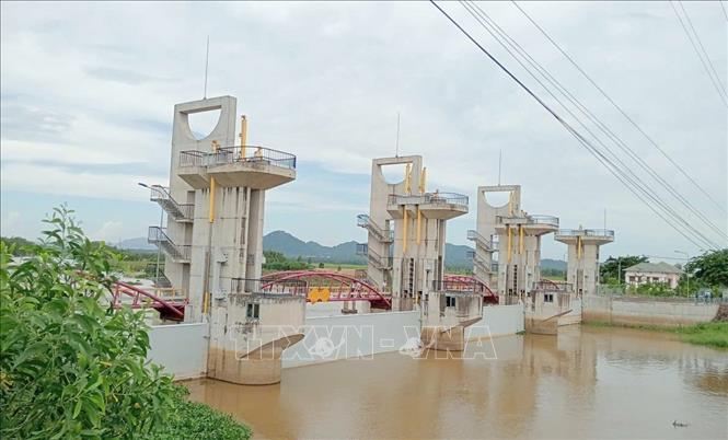 Sau khi đóng cống Trà Sư, mực nước ở thượng lưu đã tăng 0,02m; hạ lưu giảm 0,02m so với thời điểm trước khí đóng cống. Ảnh: Công Mạo-TTXVN
