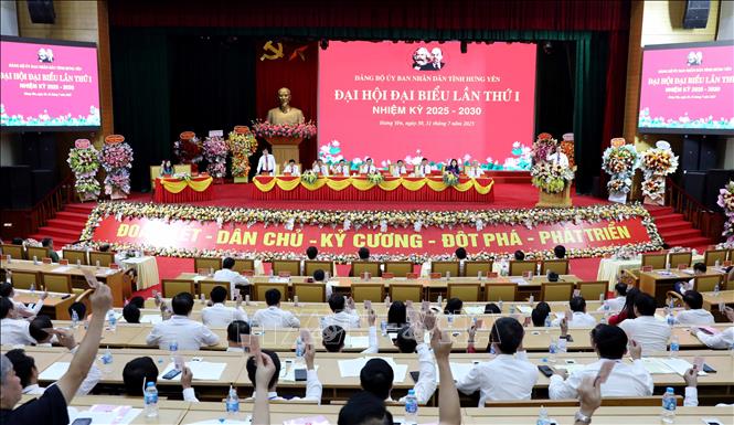 Đại hội đại biểu Đảng bộ UBND tỉnh Hưng Yên nhiệm kỳ 2025 - 2030. Ảnh: Thế Duyệt - TTXVN 