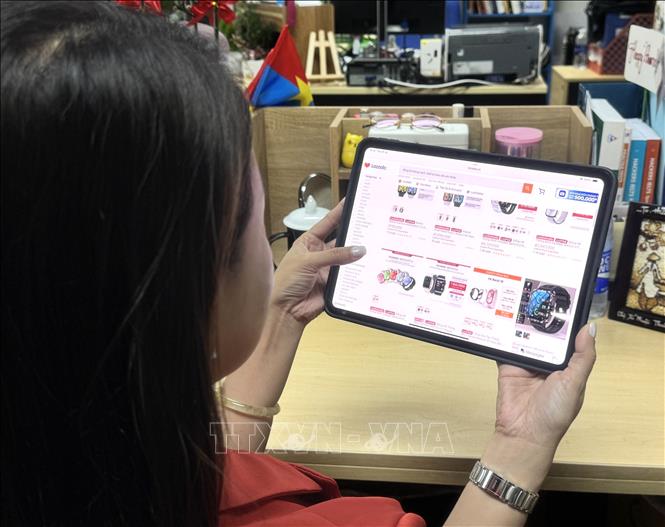 The most purchased product groups are food, beverages, cosmetics, fashion, sports, home care and technology. VNA Photo: Hương Giang 