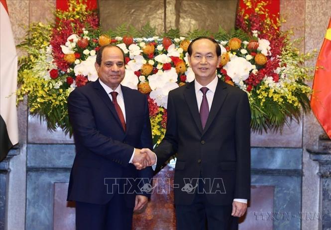 Chủ tịch nước Trần Đại Quang đón Tổng thống Abdel Fattah el-Sisi thăm cấp Nhà nước tới Việt Nam (6/9/2017). Ảnh: Nhan Sáng – TTXVN
