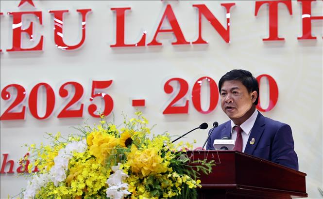 Chủ tịch UBND thành phố Đà Nẵng Lương Nguyễn Minh Triết phát biểu tại Đại hội. Ảnh: Trần Tĩnh - TTXVN